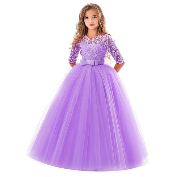ketyyh-chn99 Little Girl Dresses Flower Girl Lace Dress for Kids Wedding Bridesmaid Pageant Party Prom Formal Ball Gown Princess Puffy Tulle Dresses