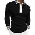 thumbnail image 1 of ketyyh-chn99 Men's Polo Shirt Long Sleeve Casual Slim-fit Basic Cotton Shirts Knit Quarter Zip Polo Shirts Fall Clothes Black,L, 1 of 4
