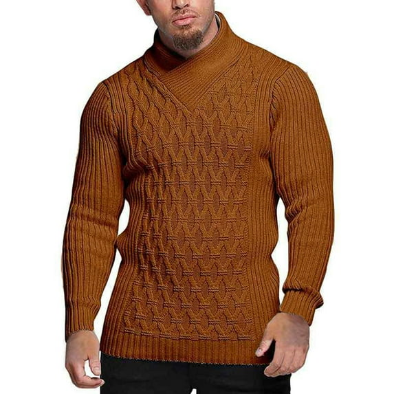 ketyyh-chn99 Mens Sweaters And Pullovers Men's Shawl Collar Cardigan Sweaters Cable Knitted Sweater with Buttons