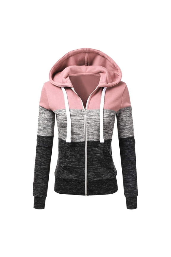 Pink Heated Jacket Women's Casual Pockets Zip Up Hoodies Tunic Sweatshirt Long Hoodie Jacket Coat