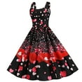 thumbnail image 1 of ketyyh-chn99 Valentines Day Dress For Women Women's Valentine's Day Print Sleeve A-Line Collar Dress Black Large, 1 of 5