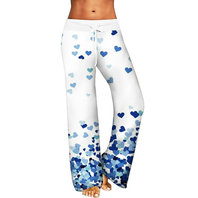 ketyyh-chn99 Valentines Day Womens Insulated Pants Womens Slacks Valentine's Day Printed Love PrintHome Trousers Drawstring Waist Wide Leg Slacks