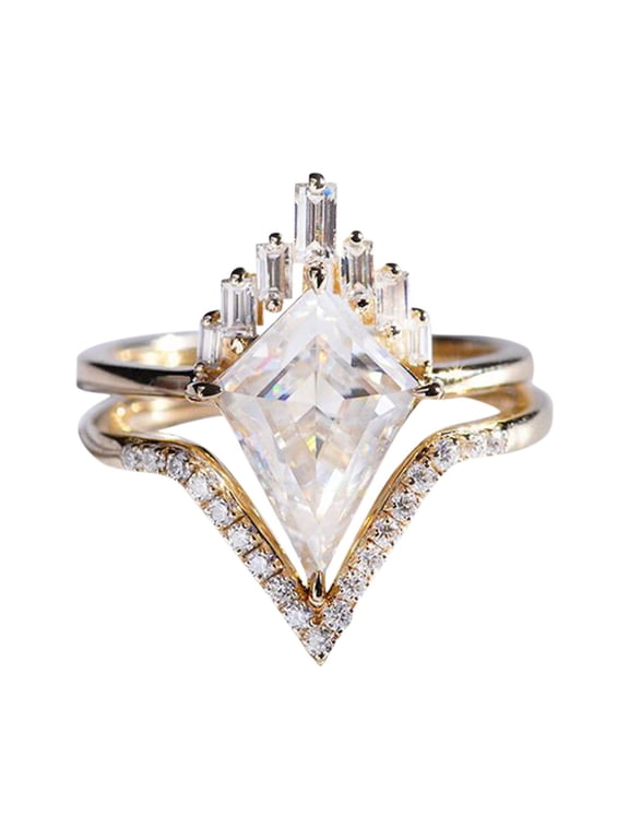 1 set 2pc v shape rhinestone diamond rings women fashion full diamond zircon ring ladies jewelry diamond rings for women size 5 10 w