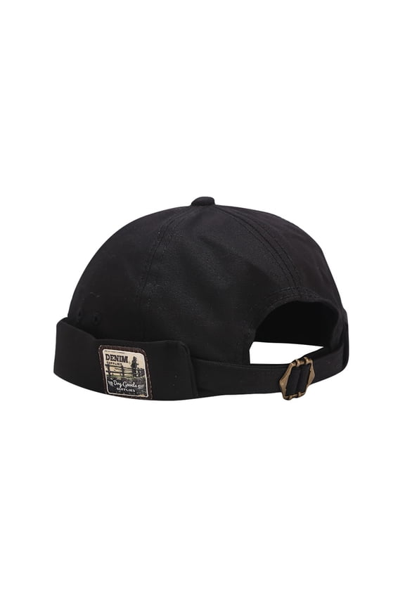 brimless hats for men women adjustable docker hat no brim hat -hop skullcap rolled beanie hat cap black
