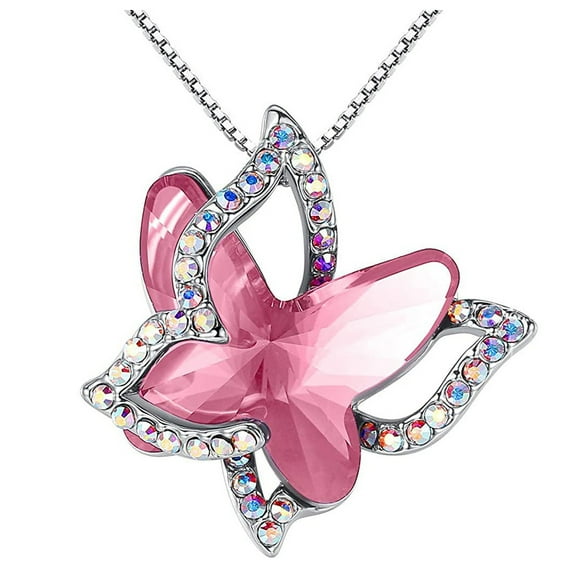 keusn butterfly necklace collarbone necklace with birthstone neck jewelry gifts for women light pink