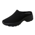 thumbnail image 1 of keusn knit mesh half wedge shoes for women outdoor platform walking slide shoes with arch support breathable shoes women's casual shoes black size 9, 1 of 9