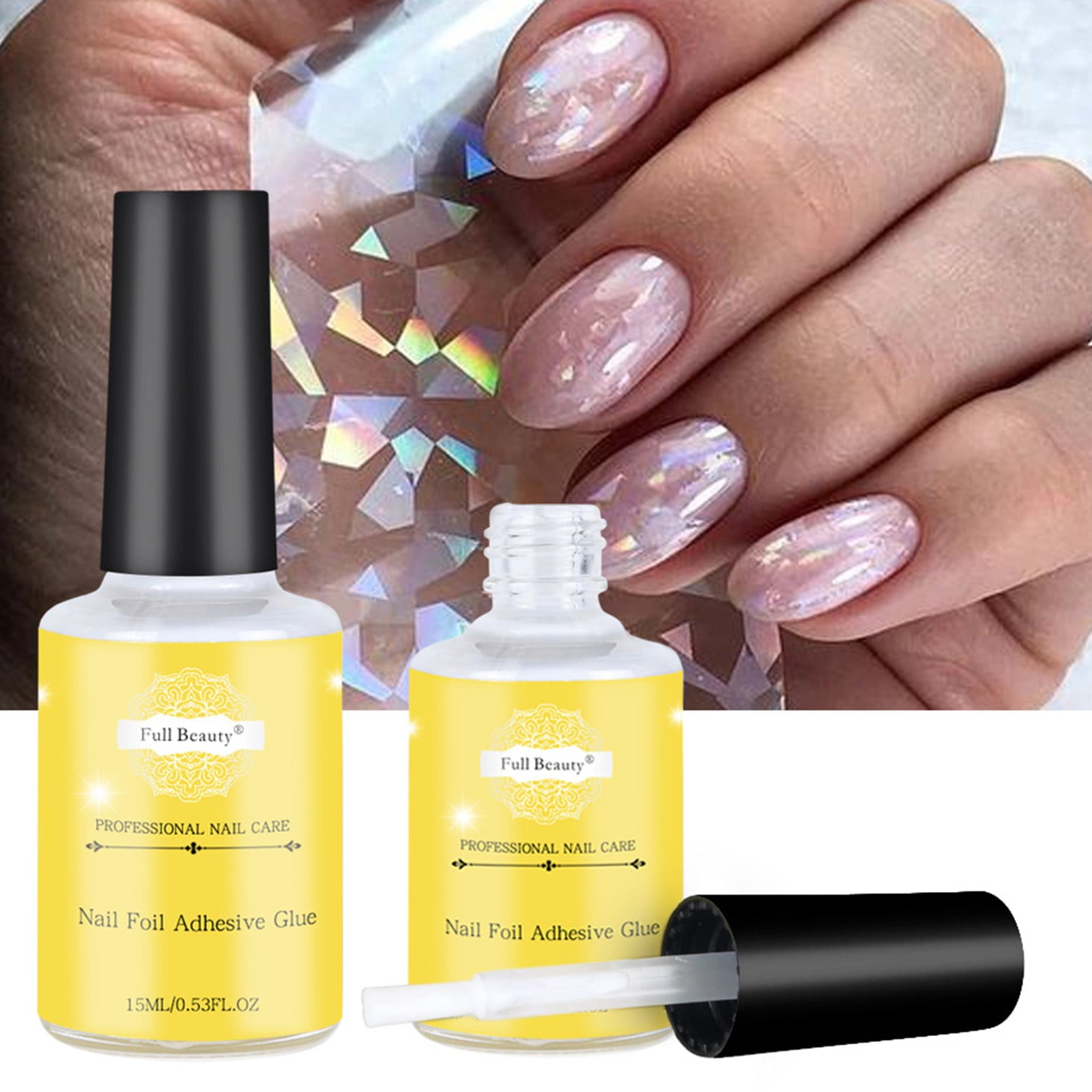 Nail Foil Art Set – 20 Rollen Folien + 2 X Kleber, Für Nageldesign DIY, Mit UV/LED Lampe Aushärtbar