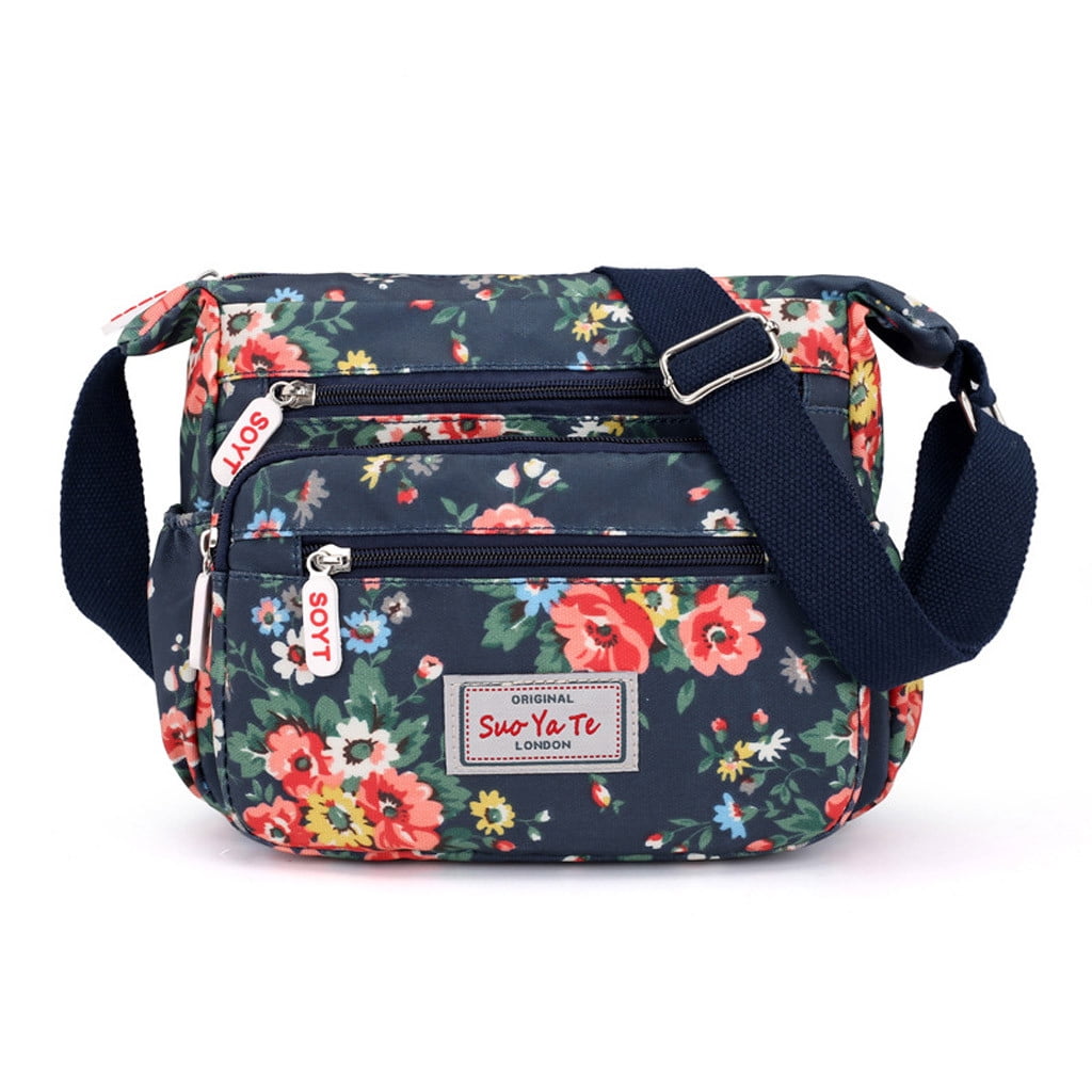 keusn nylon floral crossbody bag for womens travel handbags with adjustable strap