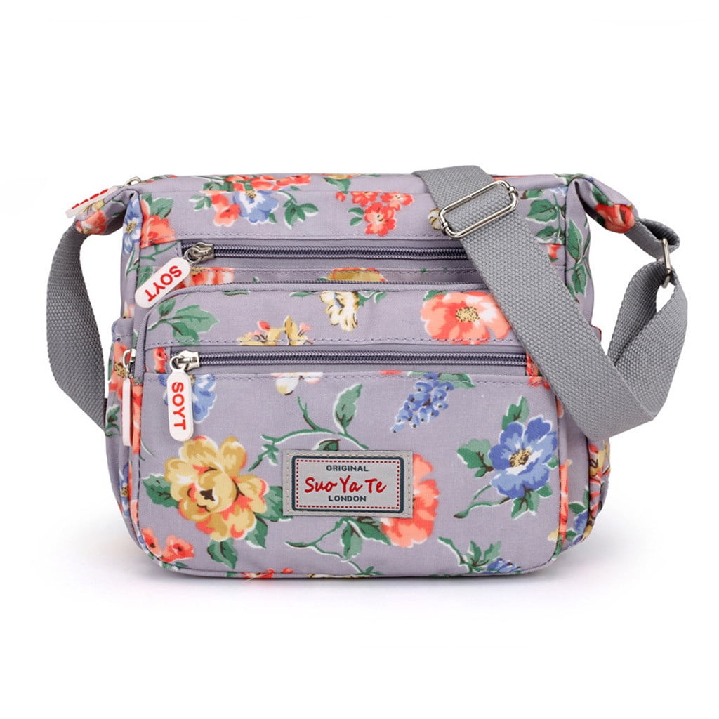 keusn nylon floral crossbody bag for womens travel handbags with adjustable strap