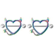 keusn pair nipple shields fangs design body jewelry steel barbell rings body jewelry accessories for women girls