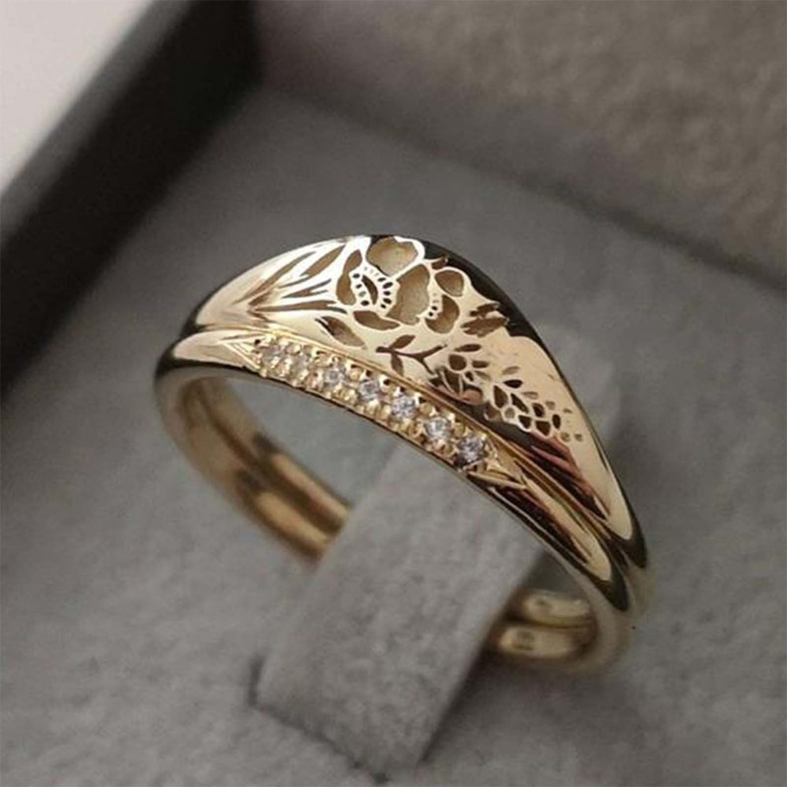 Flower Design Gold Polish Traditional Adjustable Ring