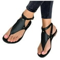 thumbnail image 1 of keusn thong ankle strap sandals sling-back sandals for women flat open toe sandals womenâs beach women's sandals black size 8, 1 of 7