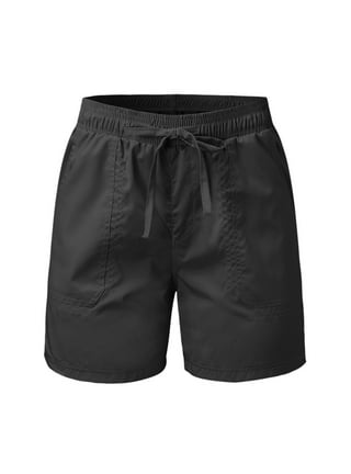MRULIC shorts for women Women Casual Summer Workout Yoga Athletic Sports  Hiking Drawstring Shorts With Pockets Black + S 