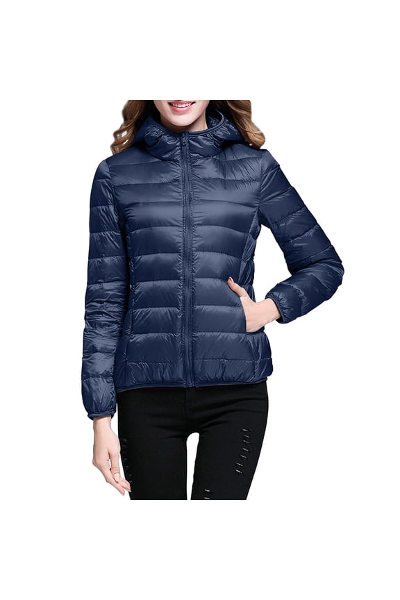 women's packable down jacket lightweight puffer jacket hooded winter coat navy xxl