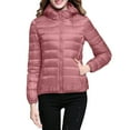thumbnail image 1 of keusn women's packable down jacket lightweight puffer jacket hooded winter coat pink s, 1 of 5