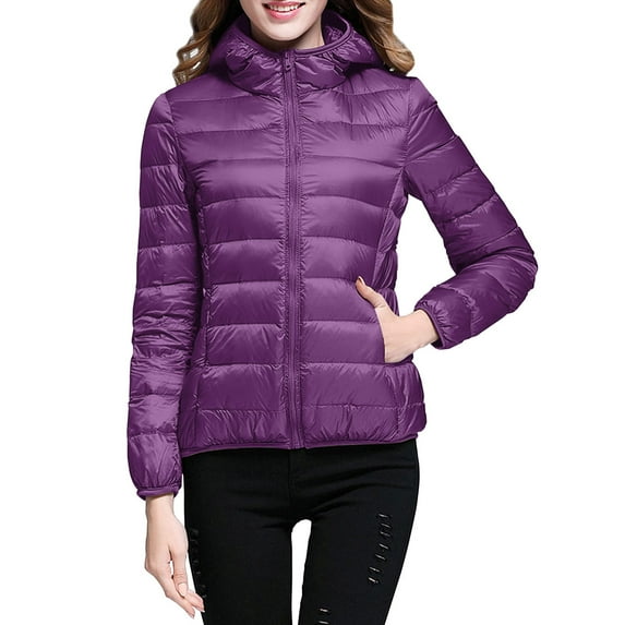 keusn women's packable down jacket lightweight puffer jacket hooded winter coat purple xxl
