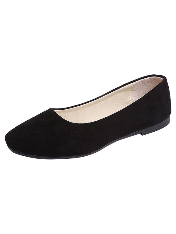 women solid classic square toe ballet flat shoes single shoes casual shallow mouth flat shoes for spring black size 9.5-10