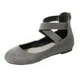thumbnail image 1 of keusn womens ballet flats elastic crisscross ankle strap mary jane slip on shoes low wedge shoes round toe shoes grey size 9, 1 of 6