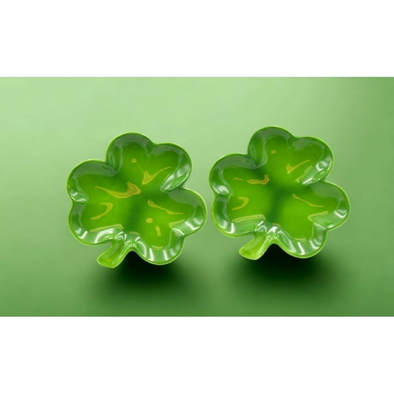 kevinsgiftshoppe Contemporary Pink Ceramic Shamrock Plates Decoration, Set of 2