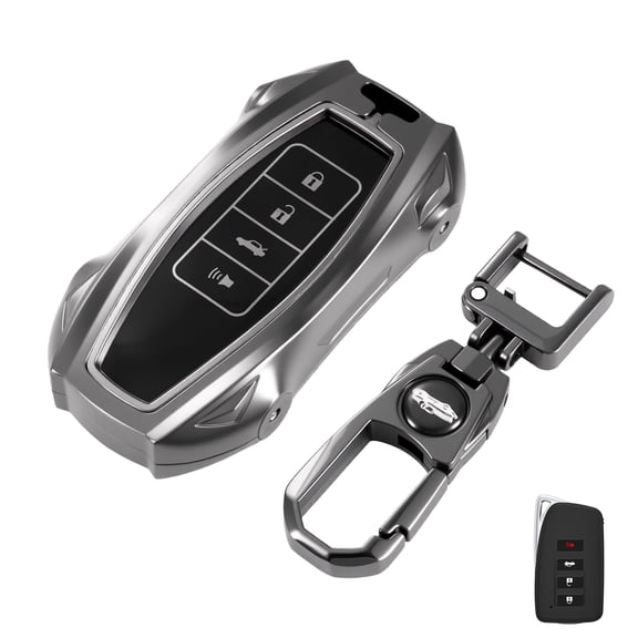 key fob cover compatible with Lexus lexus ES350 ES300h UX200 LS500 LS500H LC500 LC500h Accessories Car Key Chain Remote Case Shell Protector 3 Button Leather and Aluminum Frame