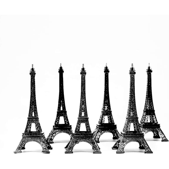 keyasia 7 Inch (18cm) Black Metal Eiffel Tower Statue Figurine Replica Centerpiece Pack of 6
