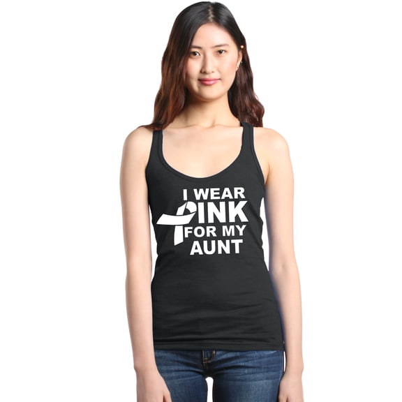 Shop4Ever Women's I Wear Pink for My Aunt White Breast Cancer Racerback Tank Top