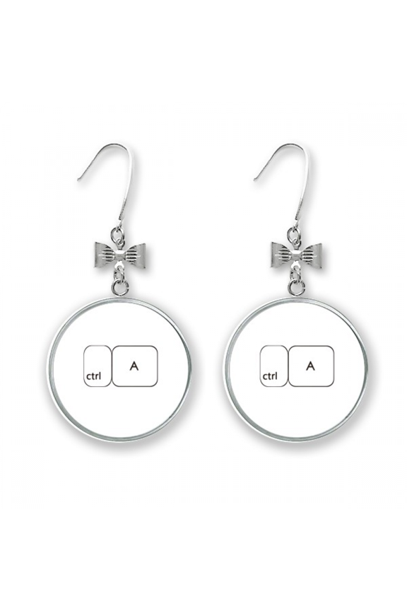 keyboard symbol ctrl a art deco fashion bow earrings drop stud pierced hook
