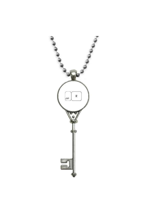 keyboard symbol ctrl r art deco fashion pendant vintage necklsilver key jewelry