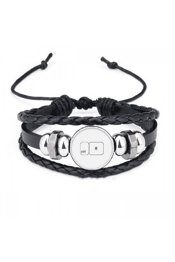 keyboard symbol ctrl r bracelet braided leather woven wristband