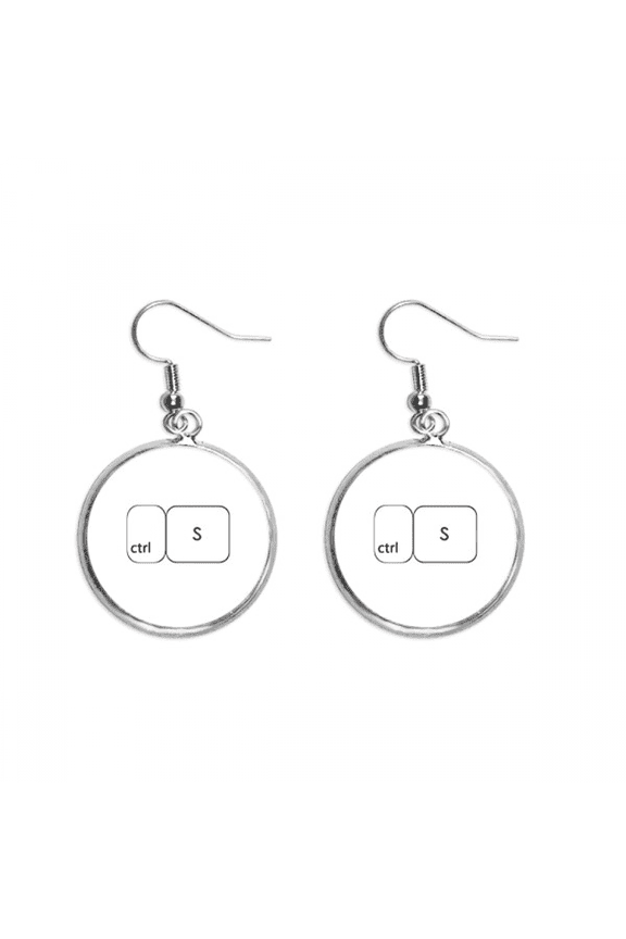 keyboard symbol ctrl s ear dangle silver drop ear jewelry woman