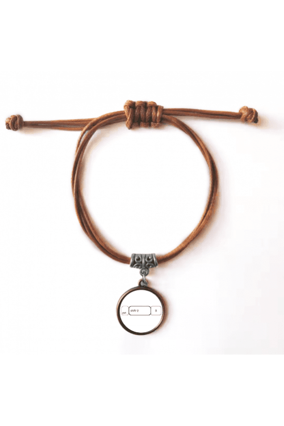 keyboard symbol ctrl shift b bracelet leather hide wristband brown jewelry