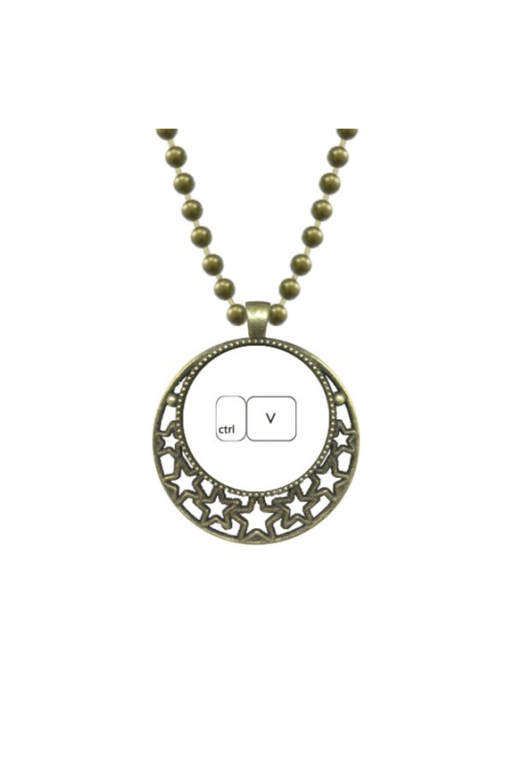 keyboard symbol ctrl v art deco fashion pendant star necklmoon chain jewelry