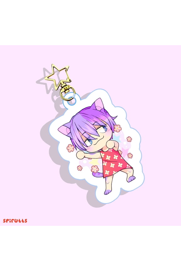 keychain 1 pack - Chibi Dancing Bob! - Double-sided acrylic/Golden Star Chain