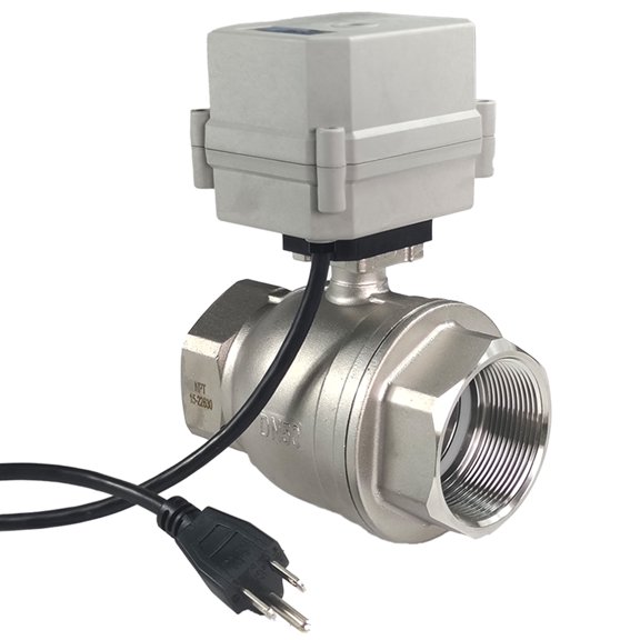 kezhai Dream 1 1/4" Normally Open 110VAC-230VAC Motorized Ball Valve, Stainless steels Electric Ball Valve ,With U.S. Plug