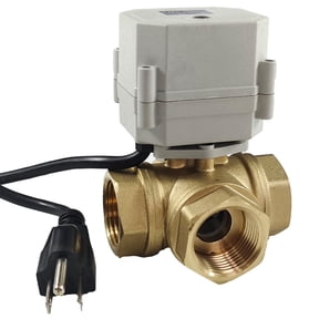 kezhai Dream 1" 110VAC-230VAC Motorized Ball Valve, Brass Three-way Electric Ball Valve ,With U.S. Plug