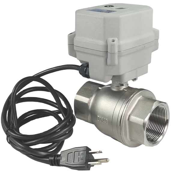 kezhai Dream DN40 Normally Open 110VAC-230VAC Motorized Ball Valve,1 1/2" Stainless steels Electric Ball Valve ,With U.S. Plug
