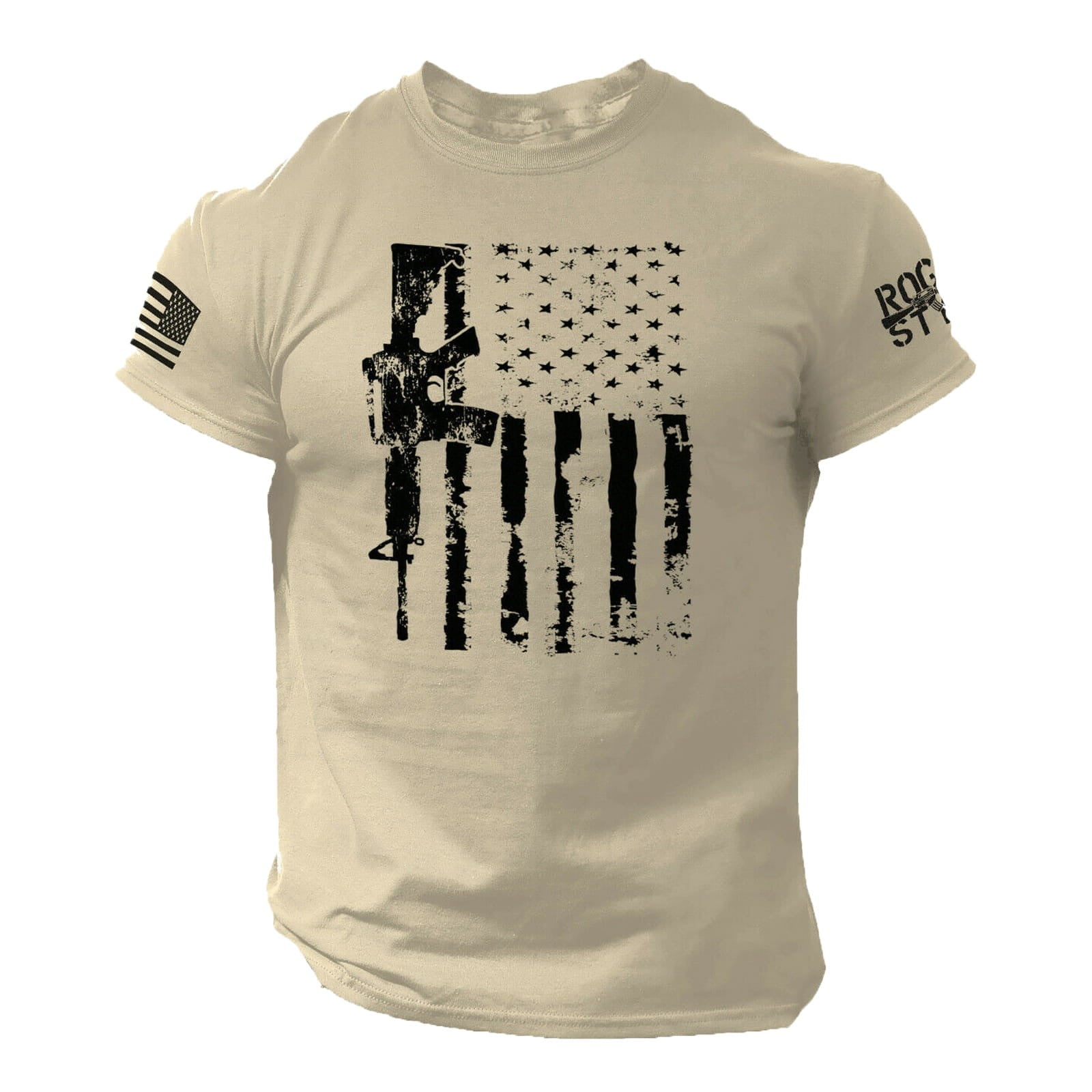 O Sleeves Flag Neck Short Men's T-Shirt American Distressed Printed Men's  Blouse Shirt with Collar at  Men's Clothing store