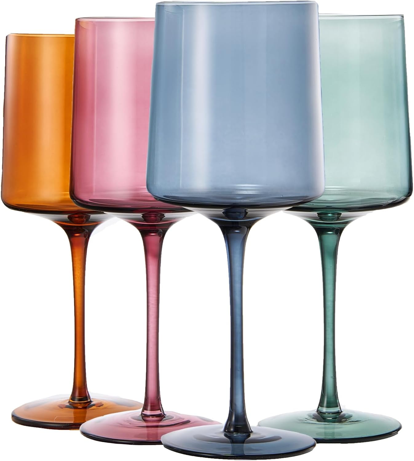Khen Ribbed Acrylic Highball Glasses - Set Of 4, Unbreakable, Muted Blue, 14.5 Oz