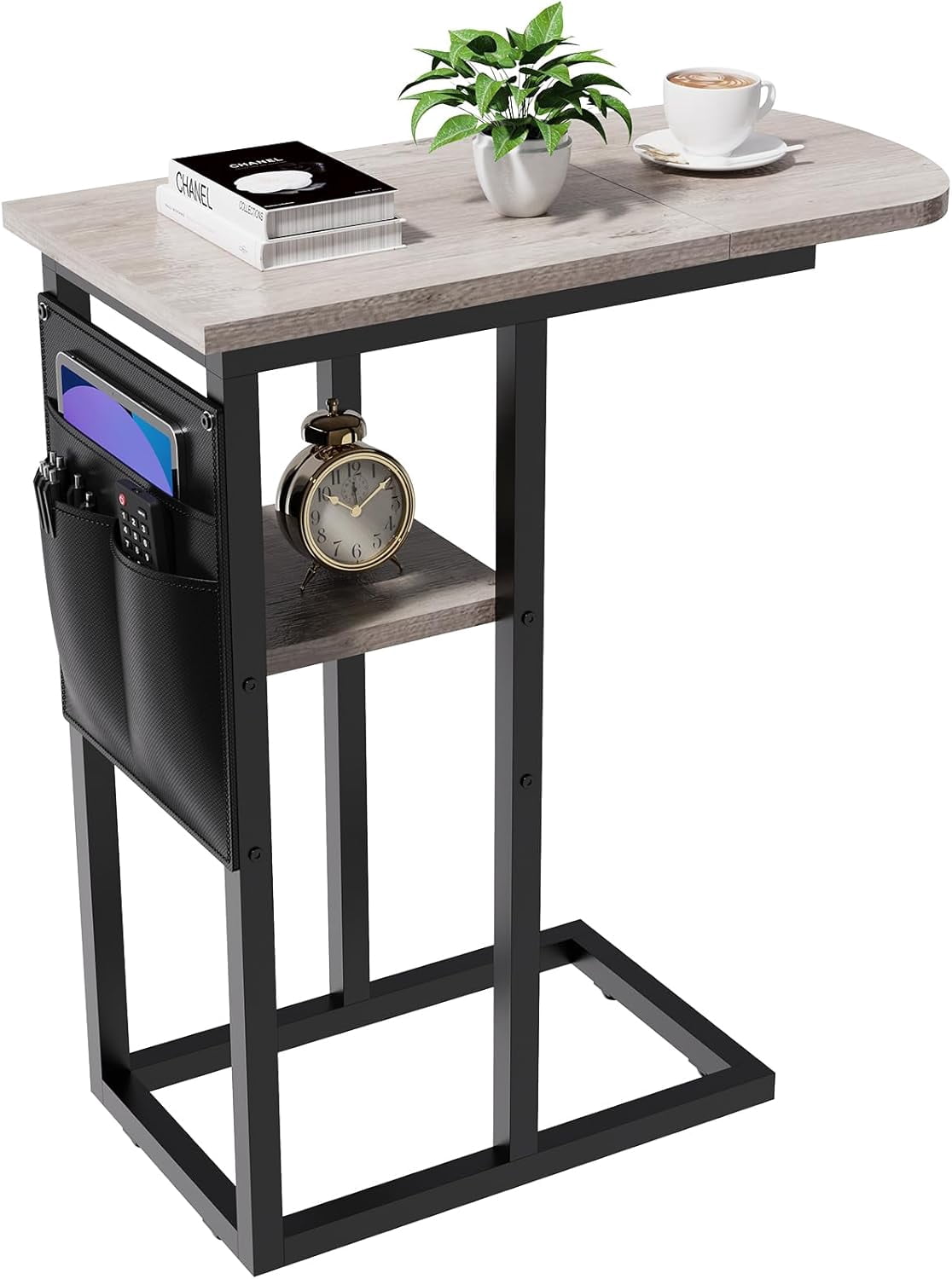 khhdgfhh C Table End Table with Charging Station Couch C Shaped Side ...