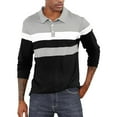 thumbnail image 1 of khonts Clearance,Men' S Button up Ovesized Golf Polo Shirts Long Sleeve Color Blocking Outdoor Tops Casual Loose Fit V-Neck Fashion T Shirts Black XXL, 1 of 6
