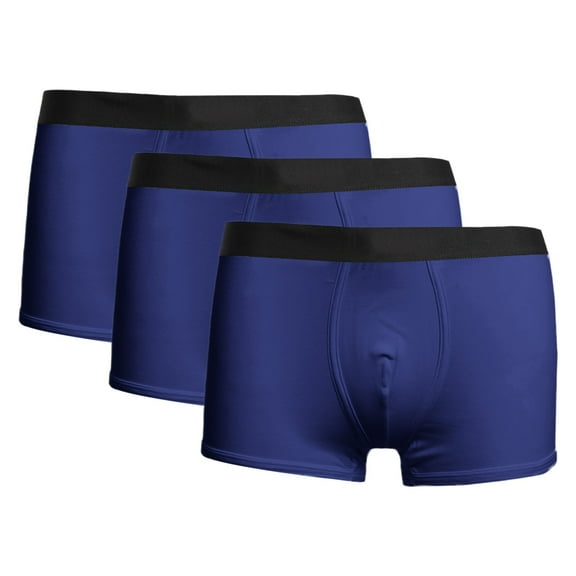khonts,Men's 3 Pack Boxer Briefs Breathable Comfortable Underwear Low Rise Stretch Underpants Dark Blue S
