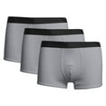 thumbnail image 1 of khonts,Men's 3 Pack Boxer Briefs Breathable Comfortable Underwear Low Rise Stretch Underpants Grey M, 1 of 4