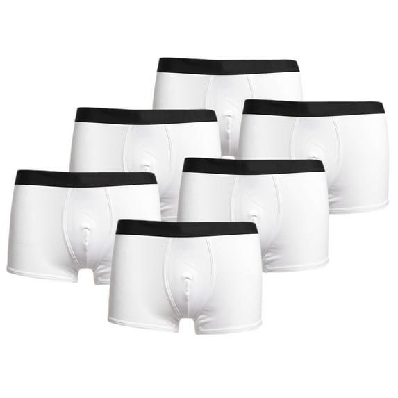 khonts,Men's 6 Pack Cotton Breathable Comfortable Underwear Low Rise Stretch Underpants White M