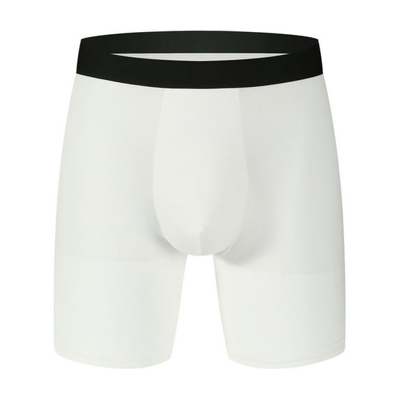 khonts,Men's Athletic Boxer Briefs Cotton Underwear Color Blocking Soft Breathable Sports Underpants White L