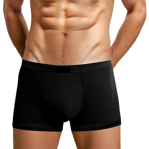 khonts,Men's Boxer Briefs Comfortable Breathable Underwear Mid Rise Underpants for Daily Wear Versatile Design for All Seasons Black L