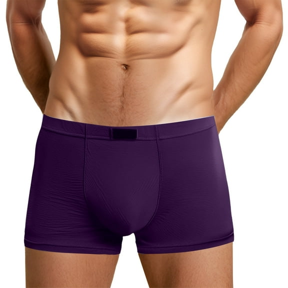 khonts,Men's Boxer Briefs Comfortable Breathable Underwear Mid Rise Underpants for Daily Wear Versatile Design for All Seasons Purple XL