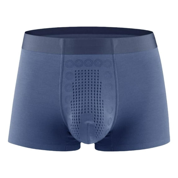 khonts,Men's Boxer Briefs Comfortable Soft Solid Color Underwear Breathable Four Corner Underpants Blue L