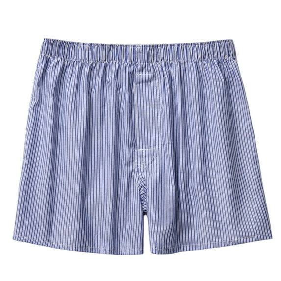 khonts,Men's Boxer Briefs Funny Sleep Short Stripped Plaid Loose Fit Breathable Stretch Boxers Shorts Navy XL