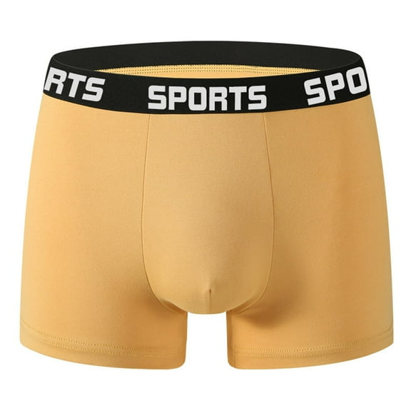 khonts,Men's Boxer Briefs Soft Breathable Underwear Soft Moisture Wick Everyday Underpants Yellow XL