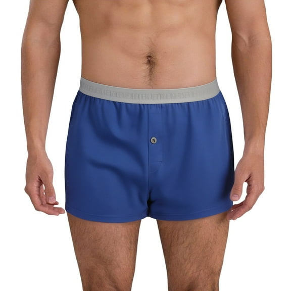 khonts,Men's Boxers Briefs Comfortable Soft Underpants Breathable Boxers Shorts Button Underwear Blue XL